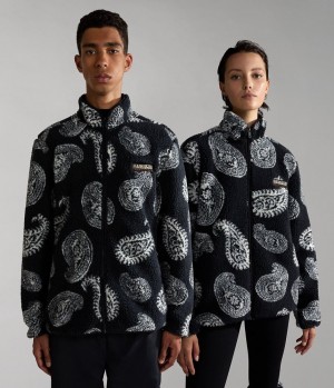Dámské Fleece Napapijri Paisley Full-Zip Fleece Černé | 20YWIGKXT