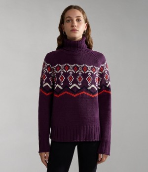 Dámské Knitwear Napapijri Nathaniel Turtleneck Jumper Fialové | 14BJUMLHG