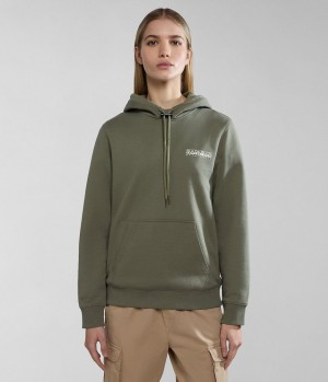 Dámské Mikina s Kapucí Napapijri Faber Hoodie Zelene | 63OBLDESJ