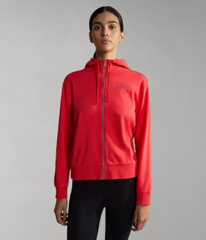Dámské Mikina s Kapucí Napapijri Ibarra Full-Zip Hoodie Červené | 04CUGQABT