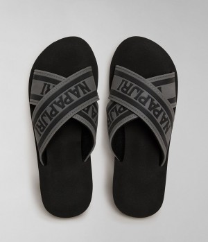 Dámské Nazouváky Napapijri Stick Sliders Černé | 47SKPWXMF