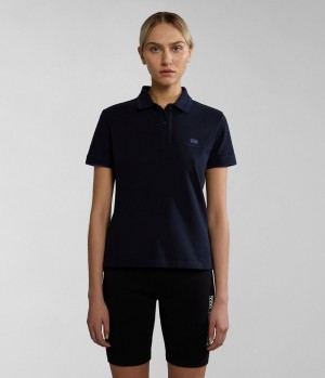 Dámské Polo Triko Napapijri Nina Short Sleeve Polo Shirt Tmavě Blankyt | 07LGYPTBC