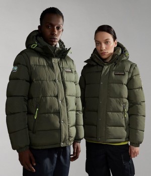 Dámské Puffer Bunda Napapijri Rick Puffer Jacket Hnědožlutý Zelene | 82FXMNIDJ