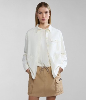 Dámské Short Jackets Napapijri Boyd Overshirt Jacket Bílé | 64XBAGIUR