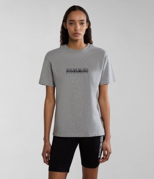 Dámské Tričko Napapijri Box Short Sleeve T-Shirt Šedé | 64KCSBITF