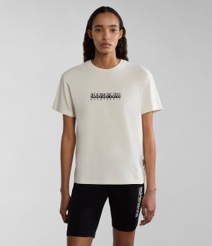Dámské Tričko Napapijri Box Short Sleeve T-Shirt Bílé | 80FZKTJBX
