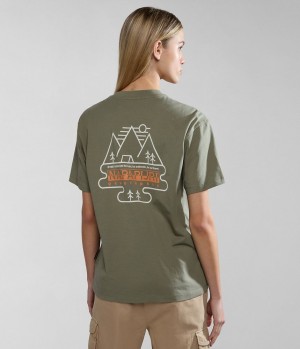 Dámské Tričko Napapijri Faber Short Sleeve T-Shirt Zelene | 48LDRWQJU