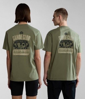 Dámské Tričko Napapijri Gouin Short Sleeve T-Shirt Zelene | 82WJFBHCU