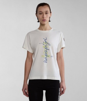 Dámské Tričko Napapijri Keith Short Sleeve T-Shirt Bílé | 08XBUYNAF