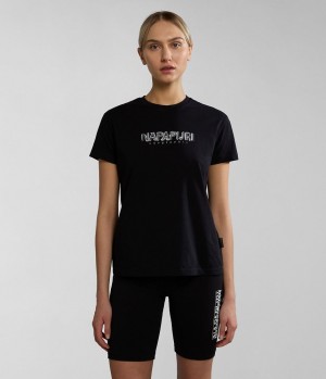 Dámské Tričko Napapijri Kreis Short Sleeve T-Shirt Černé | 62LYFHJVA