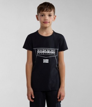 Dětské Tričko Napapijri Cree Short Sleeve T-Shirt (4-16 YEARS) Černé | 58MSUPTKQ