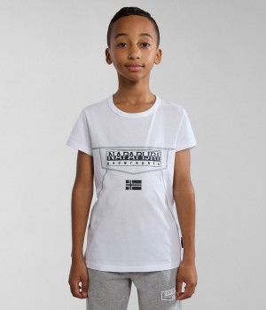 Dětské Tričko Napapijri Cree Short Sleeve T-Shirt (4-16 YEARS) Bílé | 80KEBSWDT