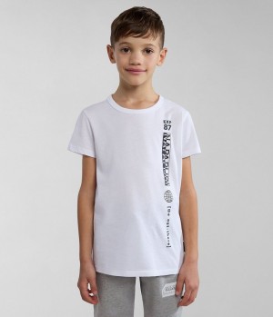Dětské Tričko Napapijri Hudson Short Sleeve T-Shirt (4-16 YEARS) Bílé | 03FCOREMI