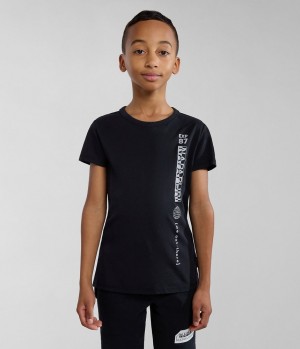 Dětské Tričko Napapijri Hudson Short Sleeve T-Shirt (4-16 YEARS) Černé | 29FBOJLAV