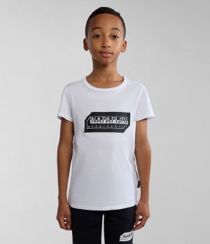 Dětské Tričko Napapijri Kitik Short Sleeve T-Shirt (4-16 YEARS) Bílé | 42JQNOYAR