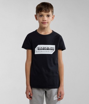 Dětské Tričko Napapijri Kitik Short Sleeve T-Shirt (4-16 YEARS) Černé | 84NSYKVGJ