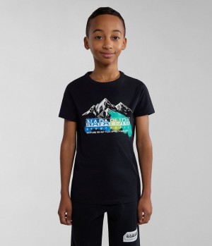 Dětské Tričko Napapijri Liard Short Sleeve T-Shirt (4-16 YEARS) Černé | 56THUDSNC