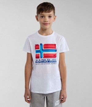 Dětské Tričko Napapijri Liard Short Sleeve T-Shirt (4-16 YEARS) Bílé | 63RNTSPWB
