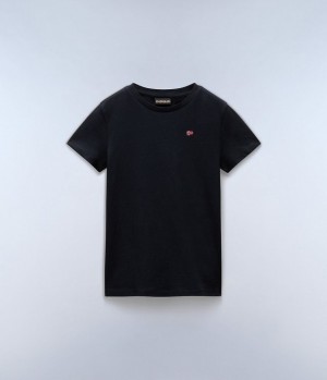 Dětské Tričko Napapijri Salis Short Sleeve T-Shirt (4-16 YEARS) Černé | 35OSMDCQX