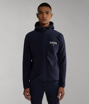 Pánské Fleece Napapijri Ayas Full-Zip Fleece Hoodie Tmavě Blankyt | 90AWSECRF