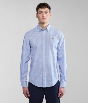 Pánské Košile Napapijri Graie Long Sleeve Shirt Blankyt Proužek | 46QLDJMSX