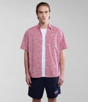 Pánské Košile Napapijri Ronge Short Sleeve Shirt Červené | 30KRBJEGN