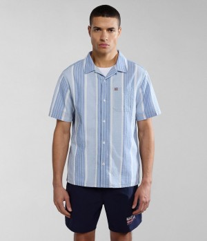Pánské Košile Napapijri Tulita Short Sleeve Shirt Blankyt Proužek | 20RCLUPNO