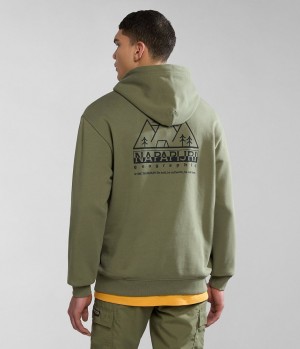 Pánské Mikina s Kapucí Napapijri Faber Hoodie Zelene | 35BZHEFLG