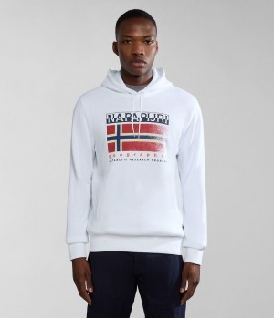 Pánské Mikina s Kapucí Napapijri Kreis Hoodie Bílé | 89SNEGZJP