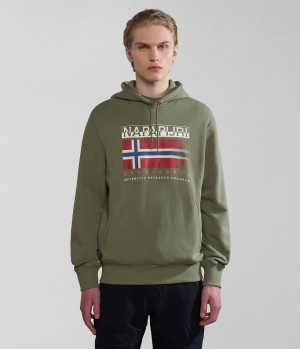 Pánské Mikina s Kapucí Napapijri Kreis Hoodie Zelene | 28WPJYTDG