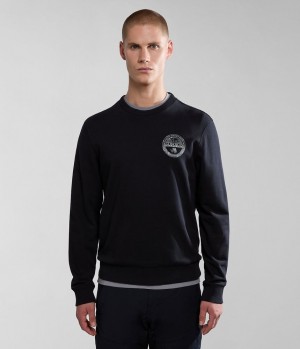 Pánské Mikiny Napapijri Bollo Summer Sweatshirt Černé | 48ZUSDMXE