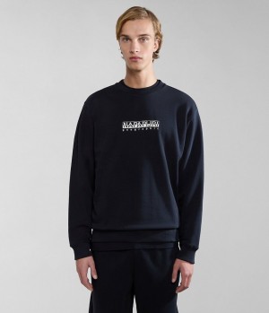 Pánské Mikiny Napapijri Box Sweatshirt Černé | 83UMNOAGT