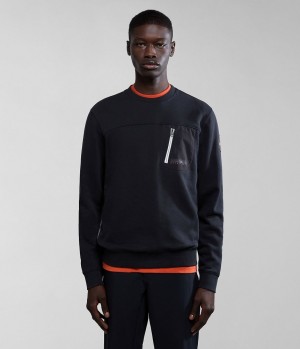 Pánské Mikiny Napapijri Huron Sweatshirt Černé | 87HWZSYCB