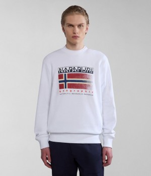 Pánské Mikiny Napapijri Kreis Sweatshirt Bílé | 32HDVSICF