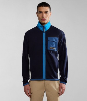 Pánské Mikiny Napapijri Tepees Full-Zip Sweatshirt Tmavě Blankyt | 34QRSMXJC