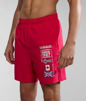 Pánské Plavky Napapijri Sahtu Swimming Trunks Červené | 74RSJGBZP
