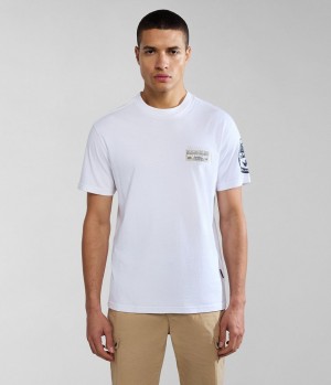 Pánské Tričko Napapijri Amundsen Short Sleeve T-Shirt Bílé | 56URKSVOX