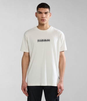 Pánské Tričko Napapijri Box Short Sleeve T-Shirt Bílé | 15XTOYQCG