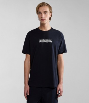 Pánské Tričko Napapijri Box Short Sleeve T-Shirt Černé | 47RPFCXTS