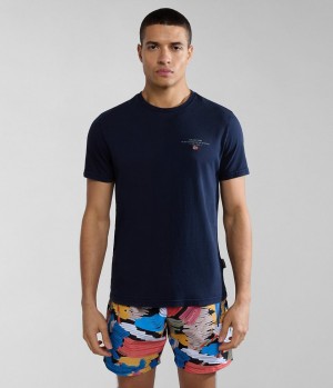 Pánské Tričko Napapijri Elbas Short Sleeve T-Shirt Tmavě Blankyt | 79RABIPZO