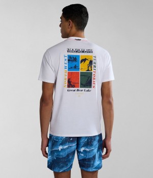 Pánské Tričko Napapijri Gras Short Sleeve T-Shirt Bílé | 71QJGFBSC