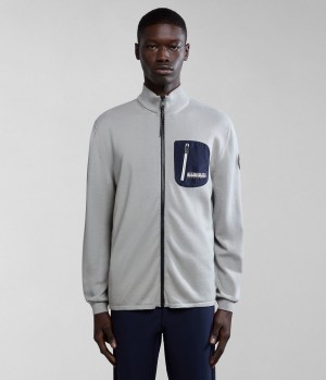 Pánské Zip Jumpers Napapijri Huron Full-Zip Jumper Šedé | 09VGZOQTH